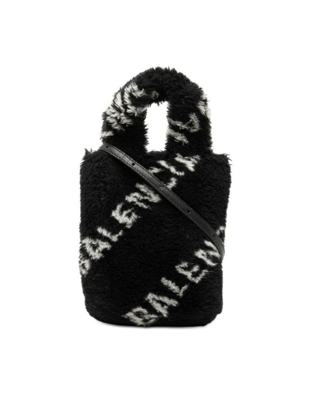 Balenciaga Everyday 2-Way Shoulder Bag Black Faux Fur Leather